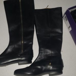 INDIGO BLACK LEATHER BOOTS BY CLARKS SIZE 8 1/2 M